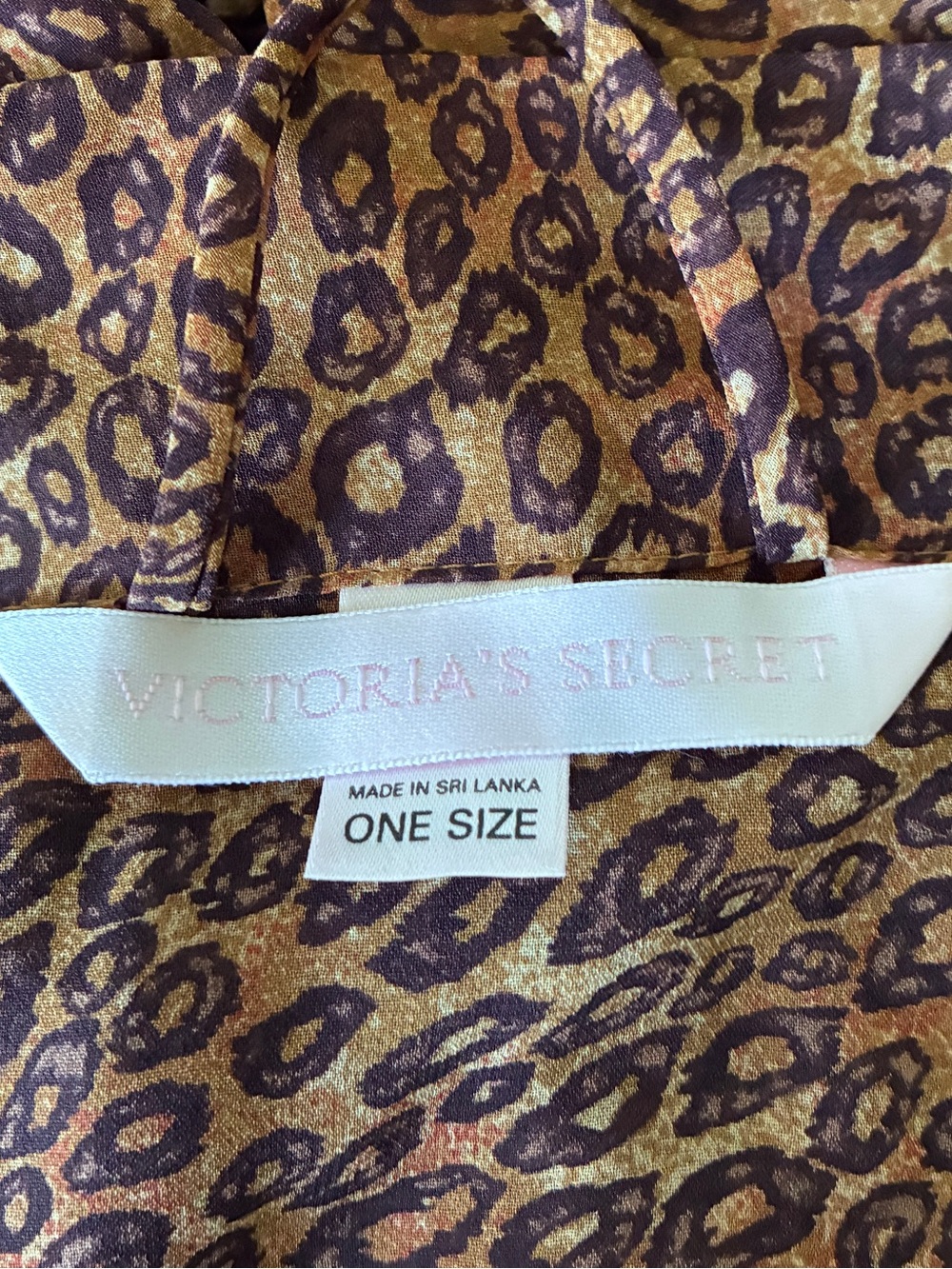 Vintage 90s 2000s Victorias Secret Leopard Print Short Robe Brown Sz OS - Picture 6 of 7